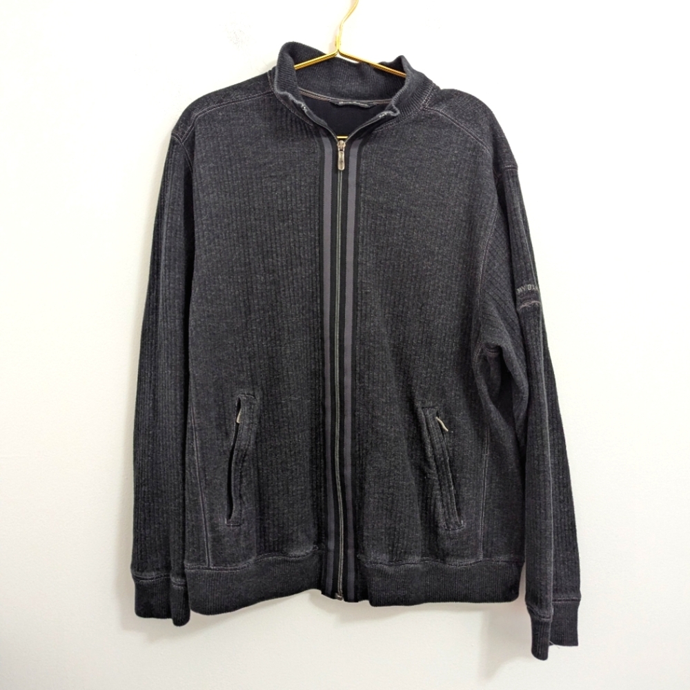 Tommy Bahama XL Dark‎ Gray Full Zip-Up Knit Town Sweater